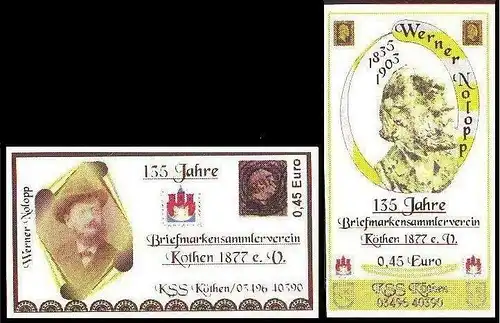 KSS Ltd.: MiNr. 32 - 33, "Briefmarkensammlerverein Köthen e. V.", Satz, pfr