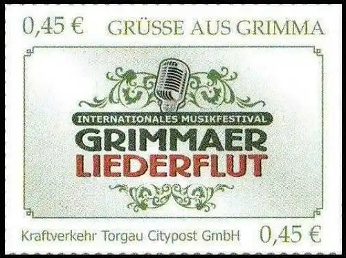 Citypost Torgau: MiNr. 14, "Grimmaer Liederflut", Satz, postfrisch