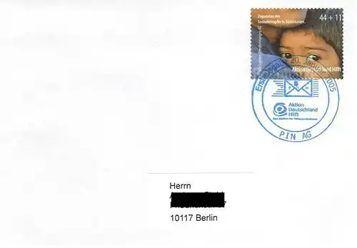 PIN AG: MiNr. 73, "Aktion Deutschland Hilft", Satz, FDC (3), ESSt.