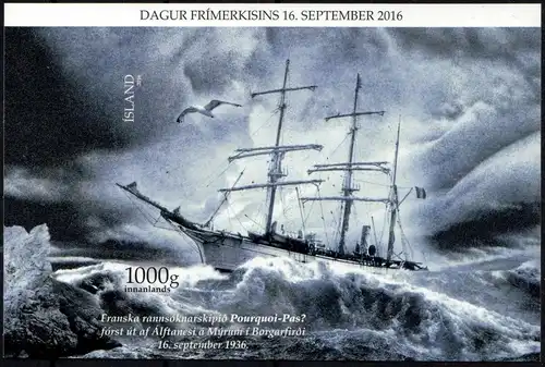 Island: MiNr. 1507 Bl. 64, "Dampfsegelschiffs 'Pourquoi Pas'", Block, pfr.