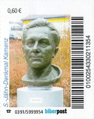 Biberpost: "80. Geburtstag von Sigmund Jähn, Denkmal in Kamenz", Satz, pfr.