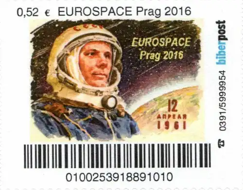 Biberpost: "EUROSPACE Prag 2016", Satz, postfrisch