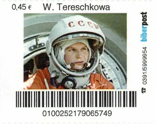 Biberpost: "75. Geburtstag von Walentina Tereschkowa", Satz, pfr.