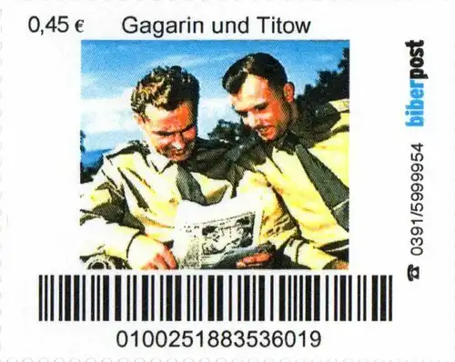 Biberpost: "50. Jahrestag des Wostok-2-Fluges: Gagarin und Titow", Satz, pfr.