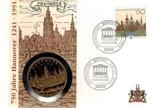 BRD: MiNr. 1491, "750 Jahre Hannover", Numisbrief