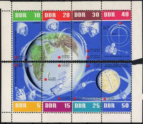 DDR: MiNr. 926 - 933, "5 Jahre sowjetische Weltraumflüge", Satz, pfr.