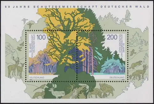 BRD: MiNr. 1918 - 1919 Bl. 38, "Schutzgemeinschaft Deutscher Wald", pfr.