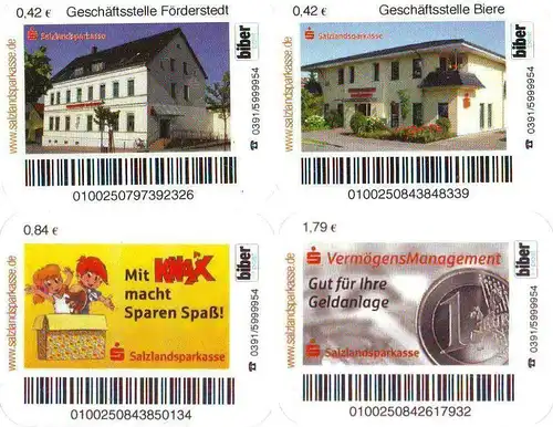 Biberpost: "Sparkasse Salzlandkreis", Satz, Typ VI, BOGENNUMMER, postfrisch