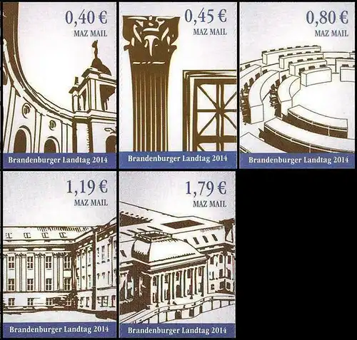MAZMAIL: MiNr. 21 - 25, "Eröffnung des Brandenburger Landtages ", Satz, pfr.