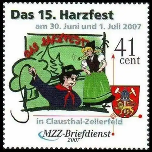 MZZ: MiNr. 5, "15. Harzfest 2007", Satz, postfrisch