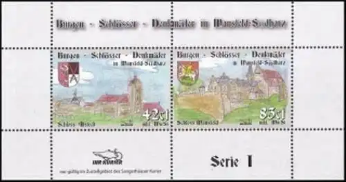 Sangerhäuser Kurier: "Burgen / Schlösser / Denkmäler (I)", Satz (Block), pfr.