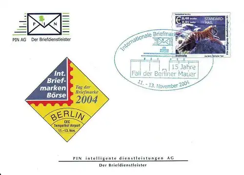 PIN AG: MiNr. UE 13, "BBI Berlin 2004", Ganzsache, SSt. "Fall der ...", SSt.