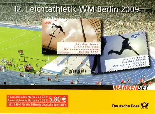 BRD: MH MiNr. 80 (MiNr. 2727, 2729), "Sporthilfe: Leichtathletik-WM, pfr.