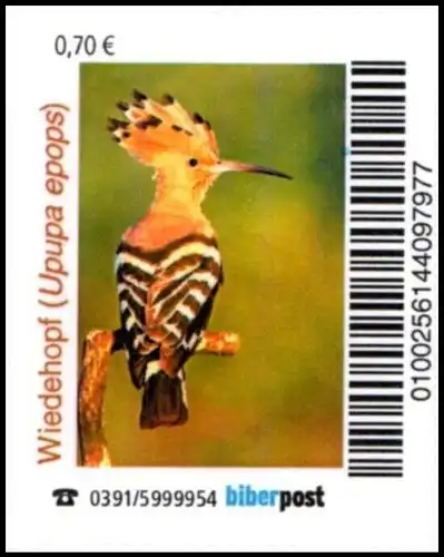 Biberpost: "Vögel: Wiedehopf", Satz, postfrisch