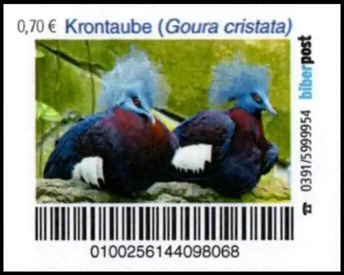 Biberpost: "Vögel: Krontaube", Satz, postfrisch