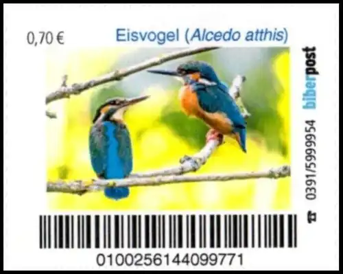 Biberpost: "Vögel: Eisvogel (1)", Satz, postfrisch