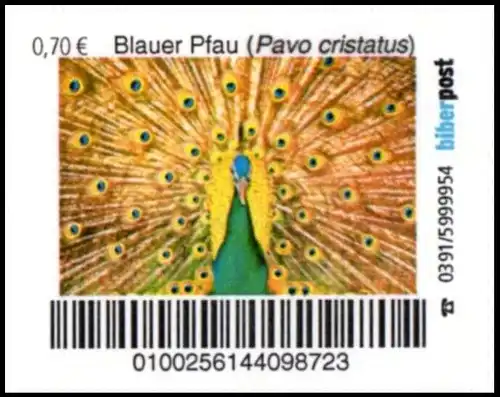 Biberpost: "Vögel: Blauer Pfau", Satz, postfrisch