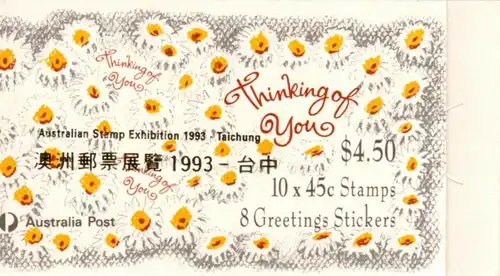 Australien: MH MiNr. 0-74 (MiNr. 1285 D), "Grußmarke - Taichung", pfr.