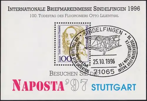 BRD: 1996, Vignette "Int. Briefmarkenbörse 1996, NAPOSTA, Lilienthal", SSt.