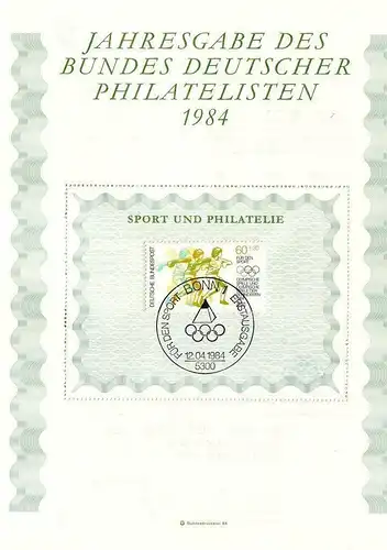 BR Deutschland: 1984, Jahresgabe des BDPh e. V., ohne Zeitschrift "philatelie"