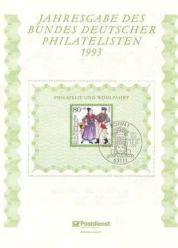 BR Deutschland: 1993, Jahresgabe des BDPh e. V., ohne Zeitschrift "philatelie"