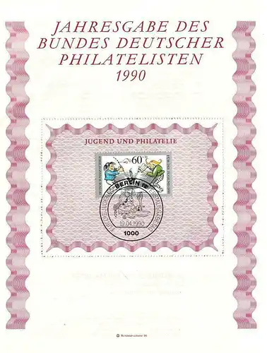BR Deutschland: 1990, Jahresgabe des BDPh e. V., ohne Zeitschrift "philatelie"
