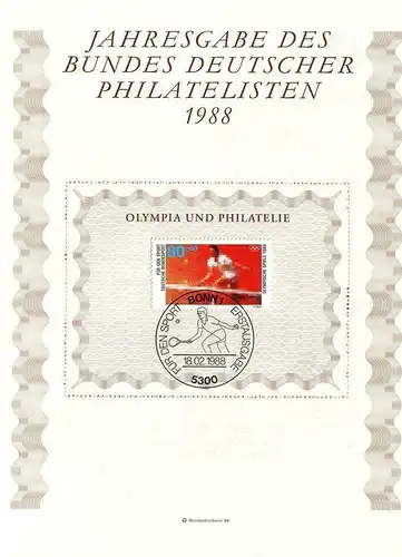 BR Deutschland: 1988, Jahresgabe des BDPh e. V., ohne Zeitschrift "philatelie"