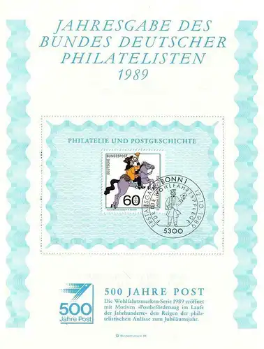 BR Deutschland: 1989, Jahresgabe des BDPh e. V., ohne Zeitschrift "philatelie"