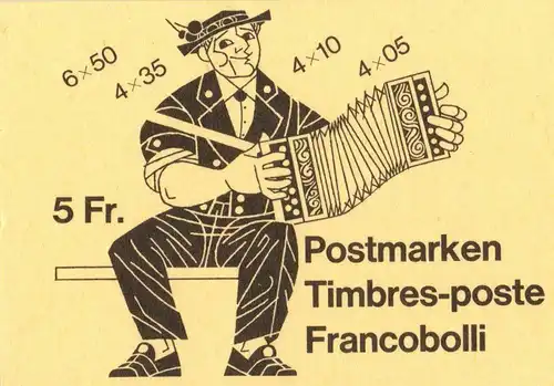 Schweiz: MH MiNr. 0-78 h (MiNr. 1100, 1101, 1103, 1105), "Volksbräuche", MH, pfr
