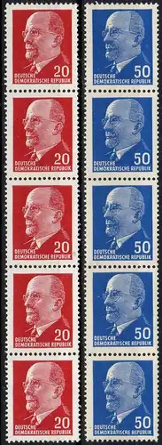 DDR: 1961, 1963, "Walter Ulbricht", 2 x Rollenstreifen, postfrisch