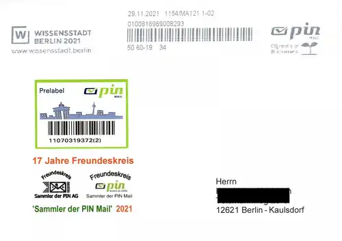 PIN Mail: Sonderbeleg des "Freundeskreis Sammler der PIN Mail", AFS