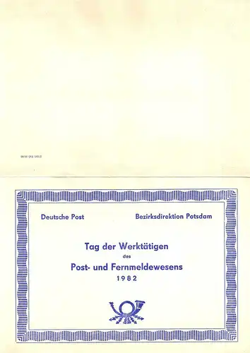 DDR: MiNr. 2671 - 2676, "Gedenkblatt: Tag der Werktätigen", offiz.Klappkarte
