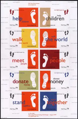 TNT-Post: MiNr. 13 - 22, "Welthungerhilfe", Satz, postfrisch