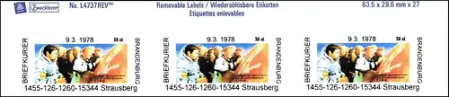 Briefkurier Brandenburg: Nr. 2 F, "Weltraumflug S. Jähn", kompl. OR, Fehldruck