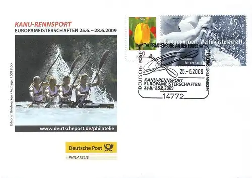 BRD: "Kanu-EM 2009, Brandenburg an der Havel", DPAG, Ganzstück, SSt.