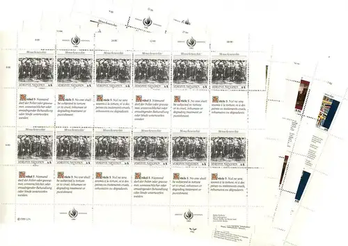 UNO: 1989 - 1992, "Allgemeine Erklärung der Menschenrechte", Kleinbögen, pfr.