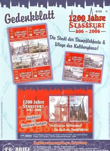 Eckelmann: "1200 Jahre Staßfurt", offizielles Gedenkblatt