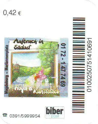 Biberpost:"Floyd & Kunststück, Magdeburg", Satz (1 Wert), Typ VI, postfrisch