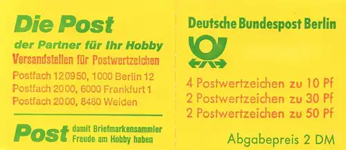 Berlin (West): MH MiNr. 11 f oZ, "Burgen und Schlösser", postfrisch