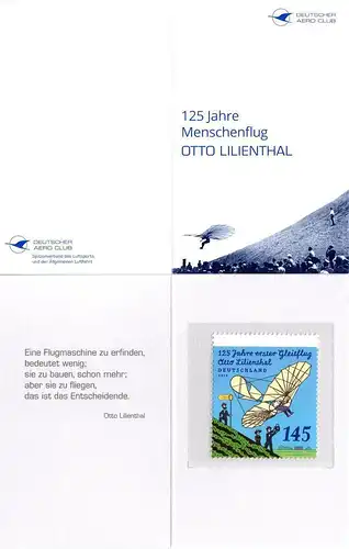 BRD: "125 Jahre Menschenflug Otto Lilienthal", Portocard, postfrisch