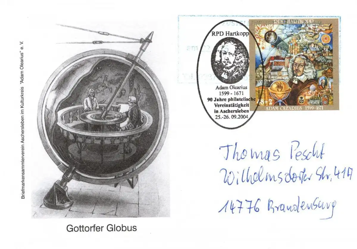 RPD Hartkopp: MiNr. UB 1, 25.09.2004, "Adam Olearius", Satz, SSt., echt gelaufen