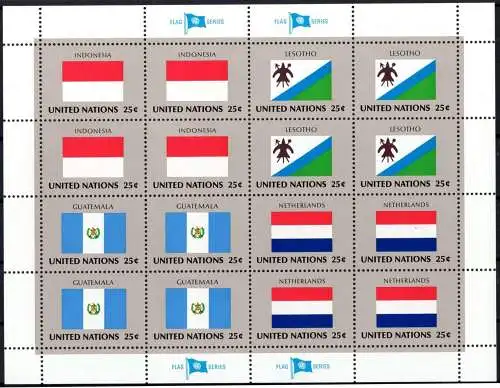 UNO New York: MiNr. 579 - 582 KB, "Flaggen der UNO-Mitgliedsstaaten (X)", pfr.