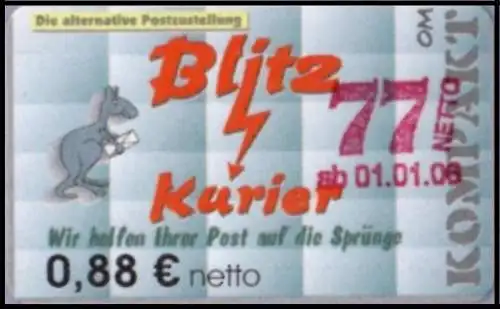 Blitz-Kurier: MiNr. 15 A, "2. Ausgabe, Aushilfsausgabe III", Wert zu 0,77 : 0,88