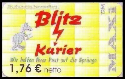 Blitz-Kurier: MiNr. 13 B, 02.05.2006, "2. Ausgabe", Wert zu 1,76 EUR netto (gelb