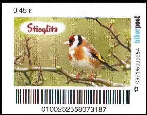 Biberpost: "Vögel: Stieglitz", Satz, postfrisch