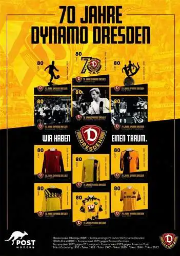 PostModern: "70 Jahre Dynamo Dresden", Block, postfrisch