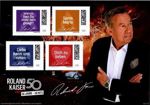 Deutsche Post: "50 Jahre Roland Kaiser", limitierte Sonderedition, postfrisch