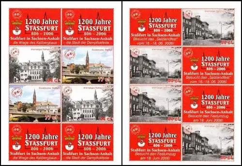 FE Briefbeförderung: MiNr. 9 - 16 KB 1 - 2, "1200 Jahre Staßfurt", 2 KB, pfr.