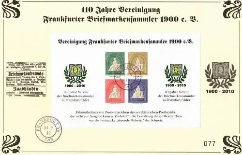 BRD: Vignette "Vereinigung Frankfurter Briefmarkensammler 1900 e. V.", gest.