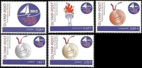 OLYMP-Post: MiNr. 1 - 5, "Olympiabewerbung 2012", Satz, postfrisch